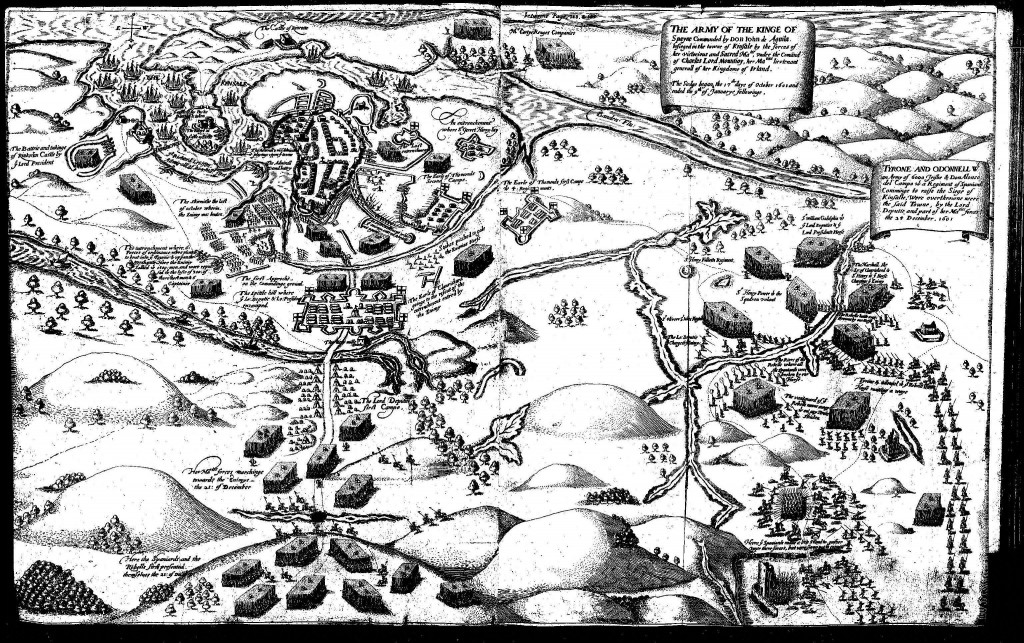 The Siege and Battle of Kinsale, 1601. The Lord Deputy's Camp is in the centre left of the image.