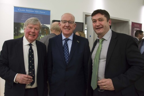 Alan Taylor (President of Queens University Association Scotland), Charlie Flanagan TD (Minister for Foreign Affairs) and Colm Moloney (MD of Rubicon Heritage)
