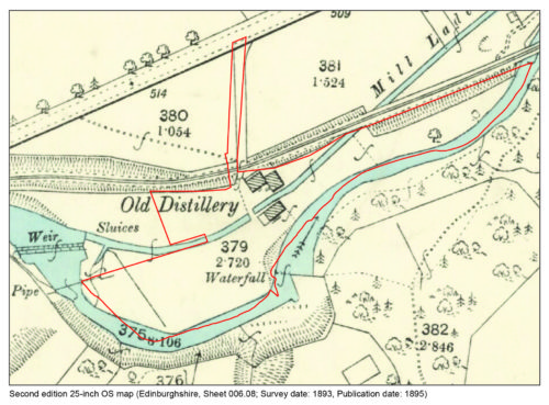 Historic mapping depicting the distillery 