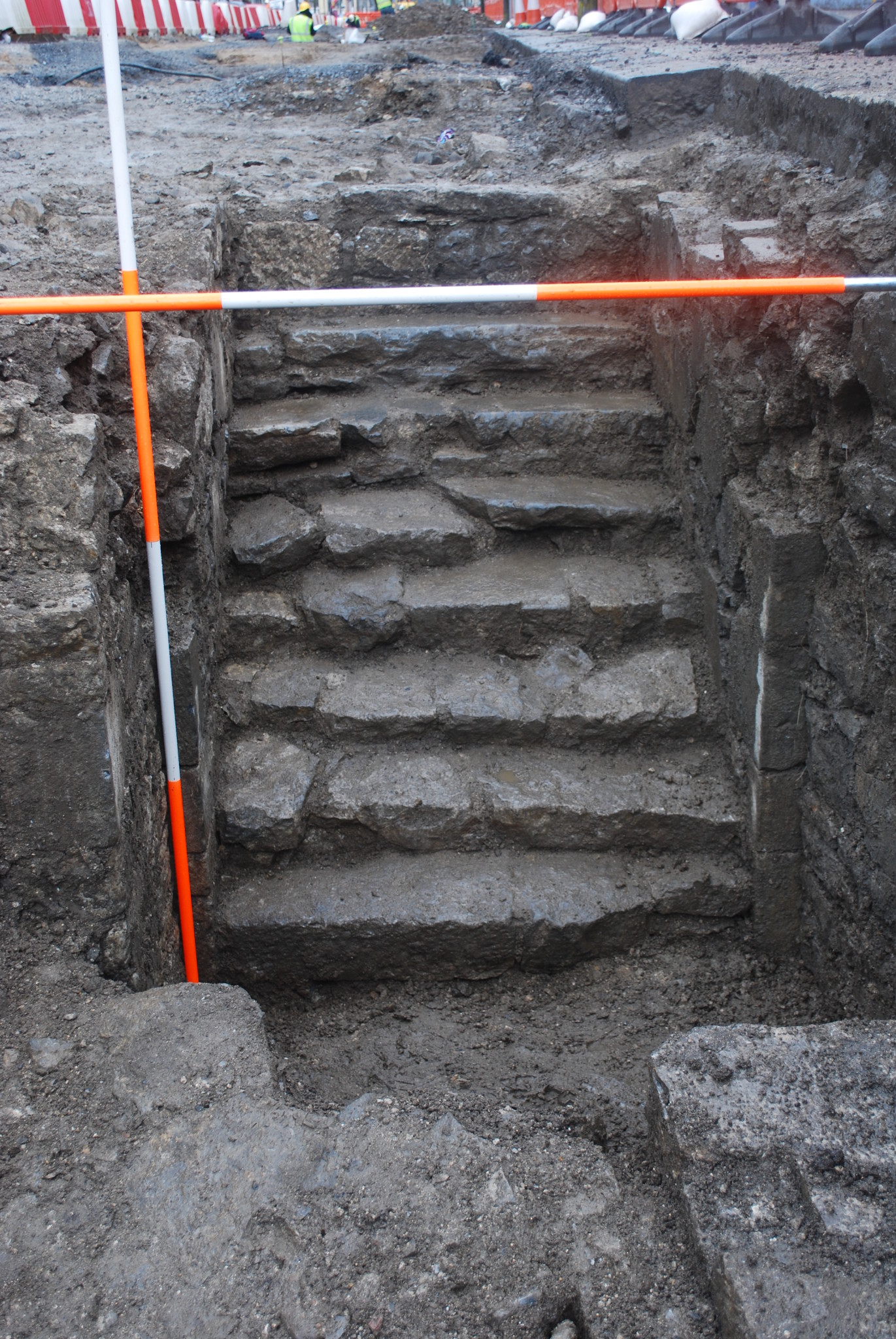 One of the more spectacular discoveries are these stairs leading to a cellar, which is either medieval or early post-medieval in date (Copyright Rubicon Heritage)