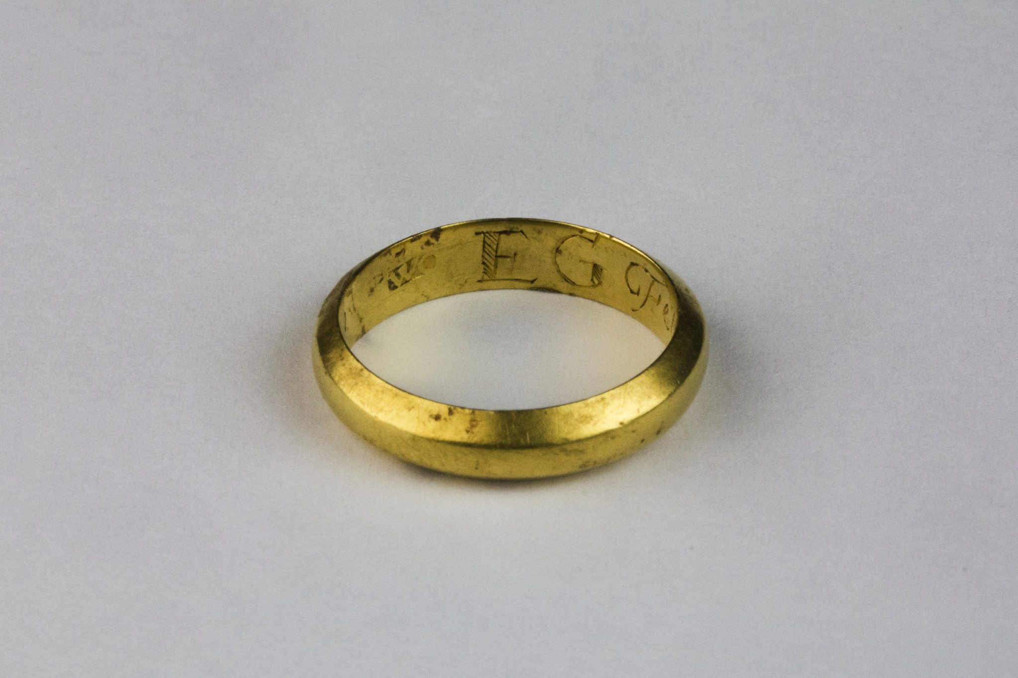 The Buttevant posy ring also bears the initials 'E G' on the interior (Copyright Rubicon Heritage)
