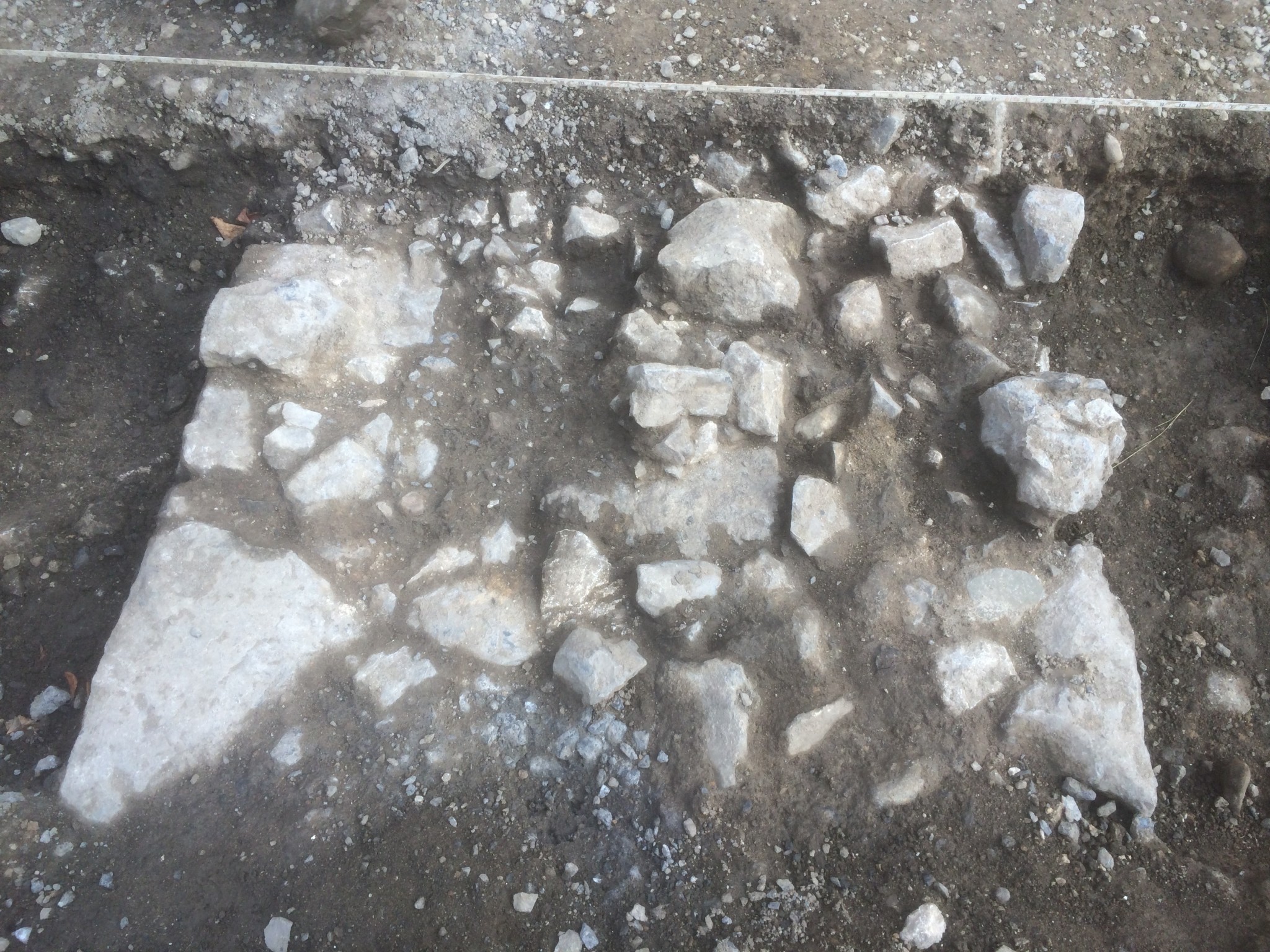 The foundations of the medieval town wall of Buttevant uncovered during our excavations (Copyright Rubicon Heritage)